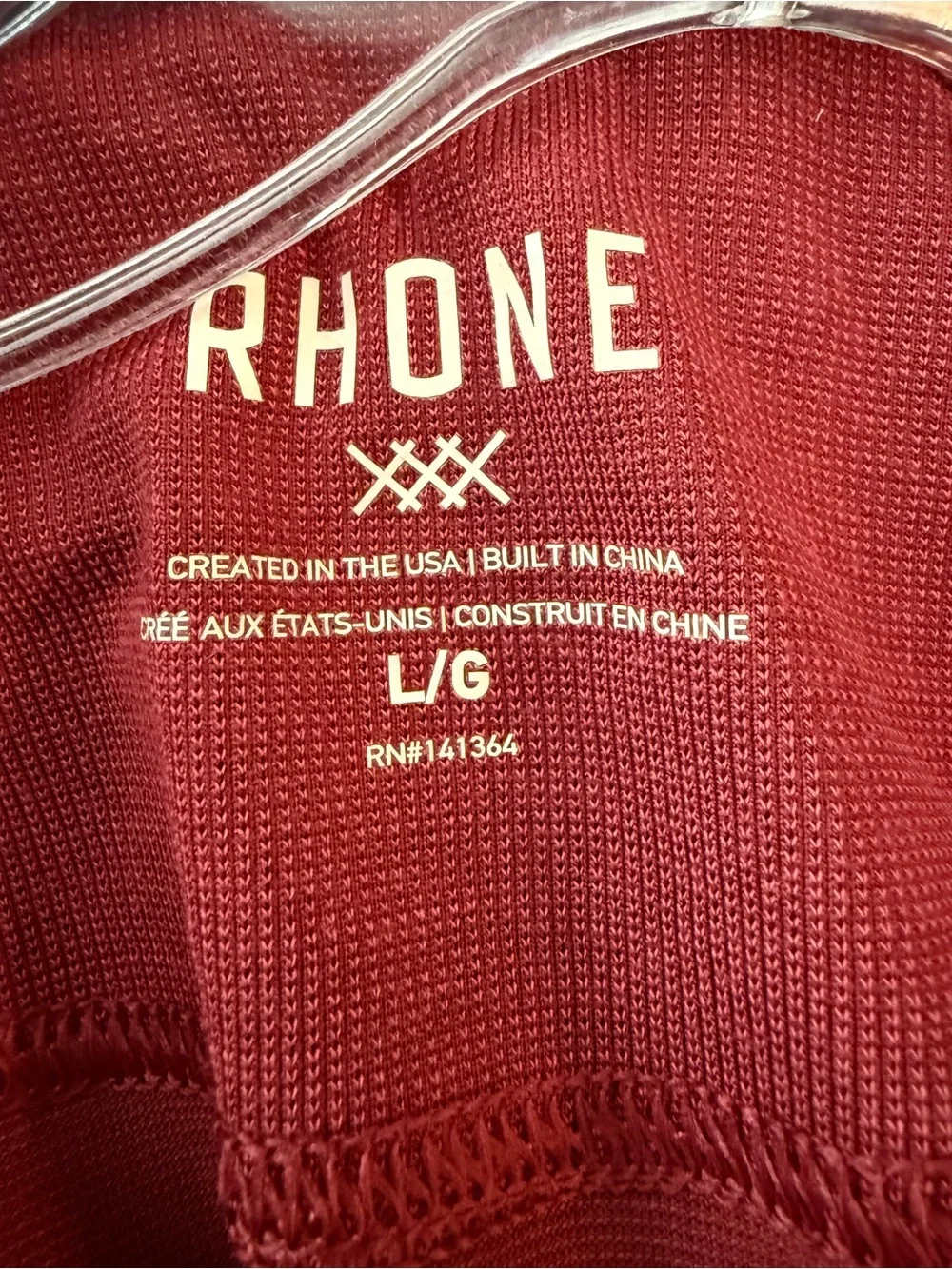 Rhone Men's Burgundy Delta Piqué Polo Shirt Short Sleeve Size L